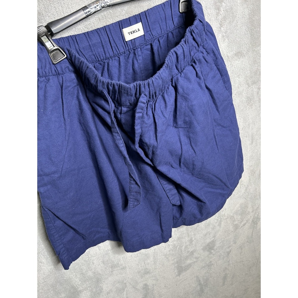 Tekla The Cotton Poplin Pyjama Shorts Women's XL Relaxed Fit Organic Cotton blue